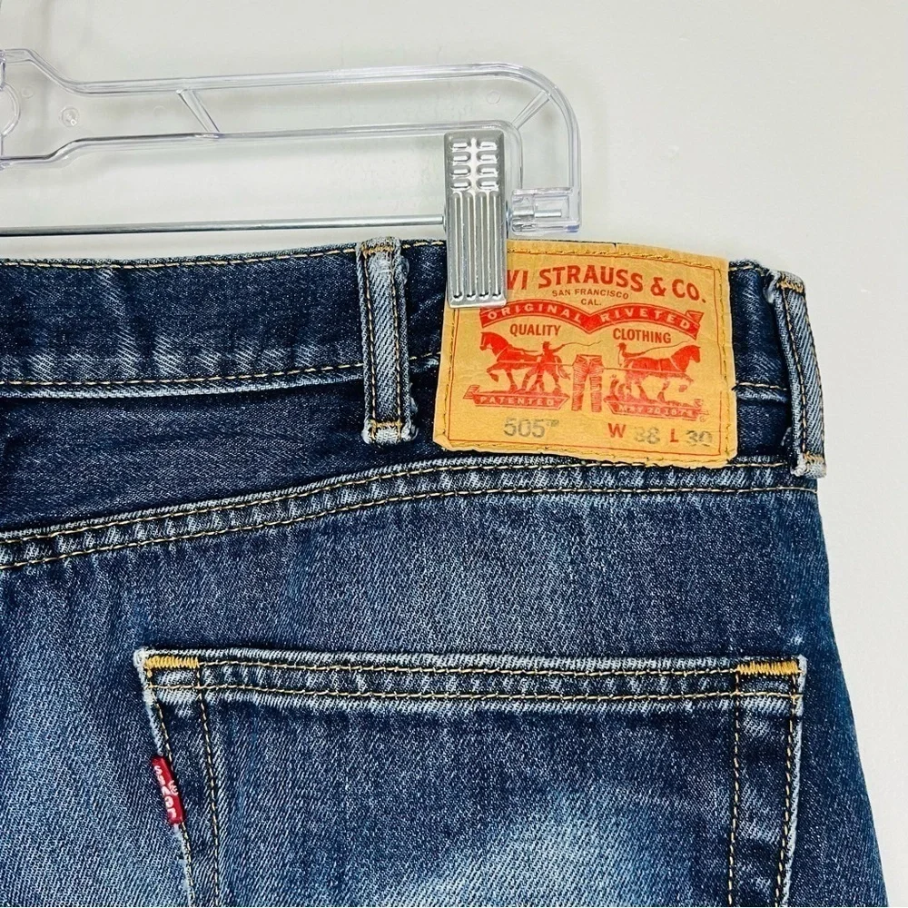 Levi’s Blue Dark Wash 505 Regular Fit Jeans 38W